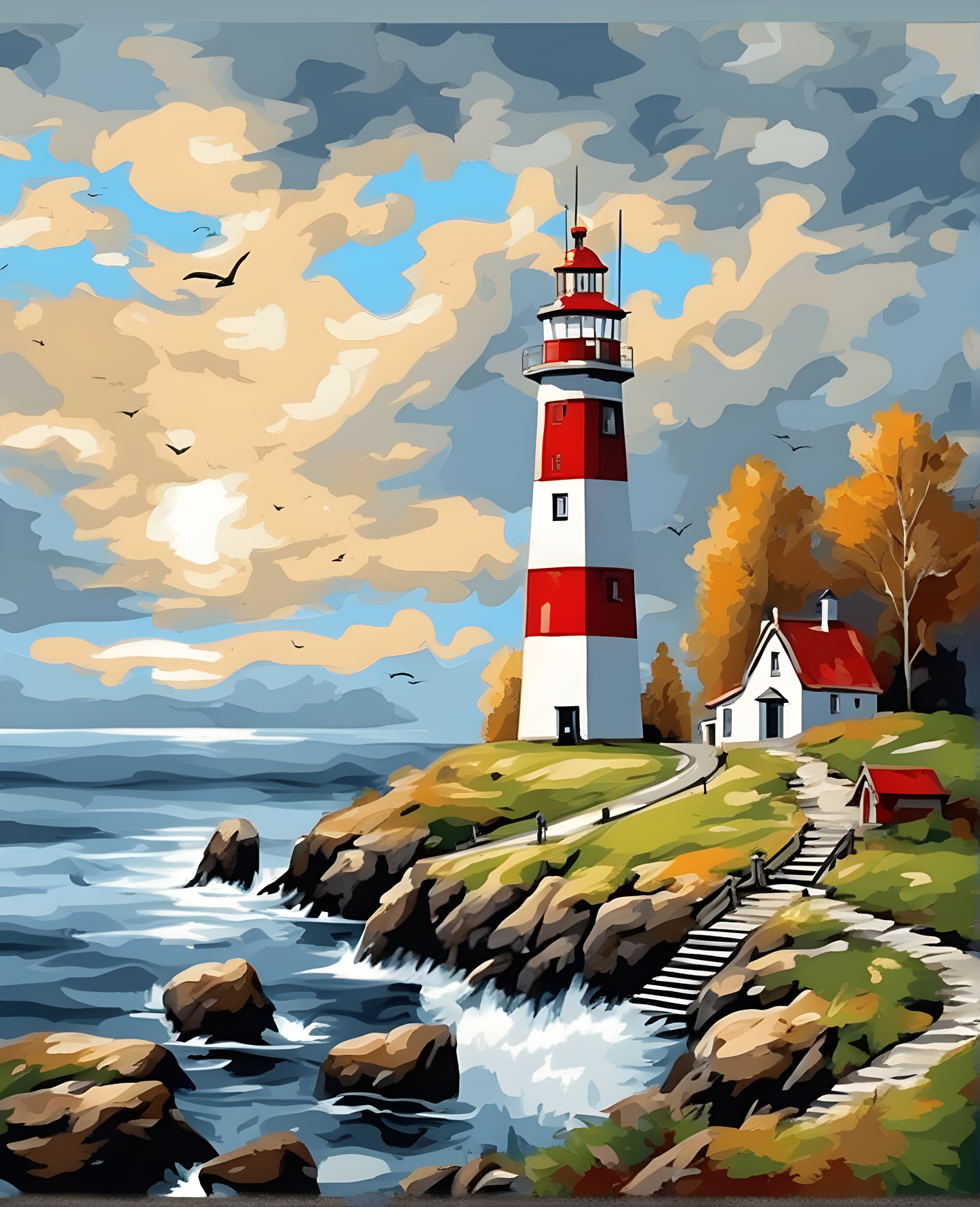 Nordic Lighthouse Landscape (6) - Van-Go Paint-By-Number Kit