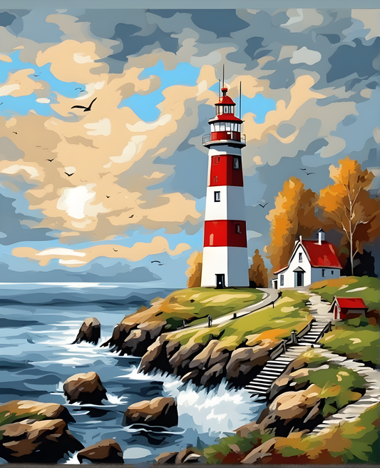 Nordic Lighthouse Landscape (6) - Van-Go Paint-By-Number Kit