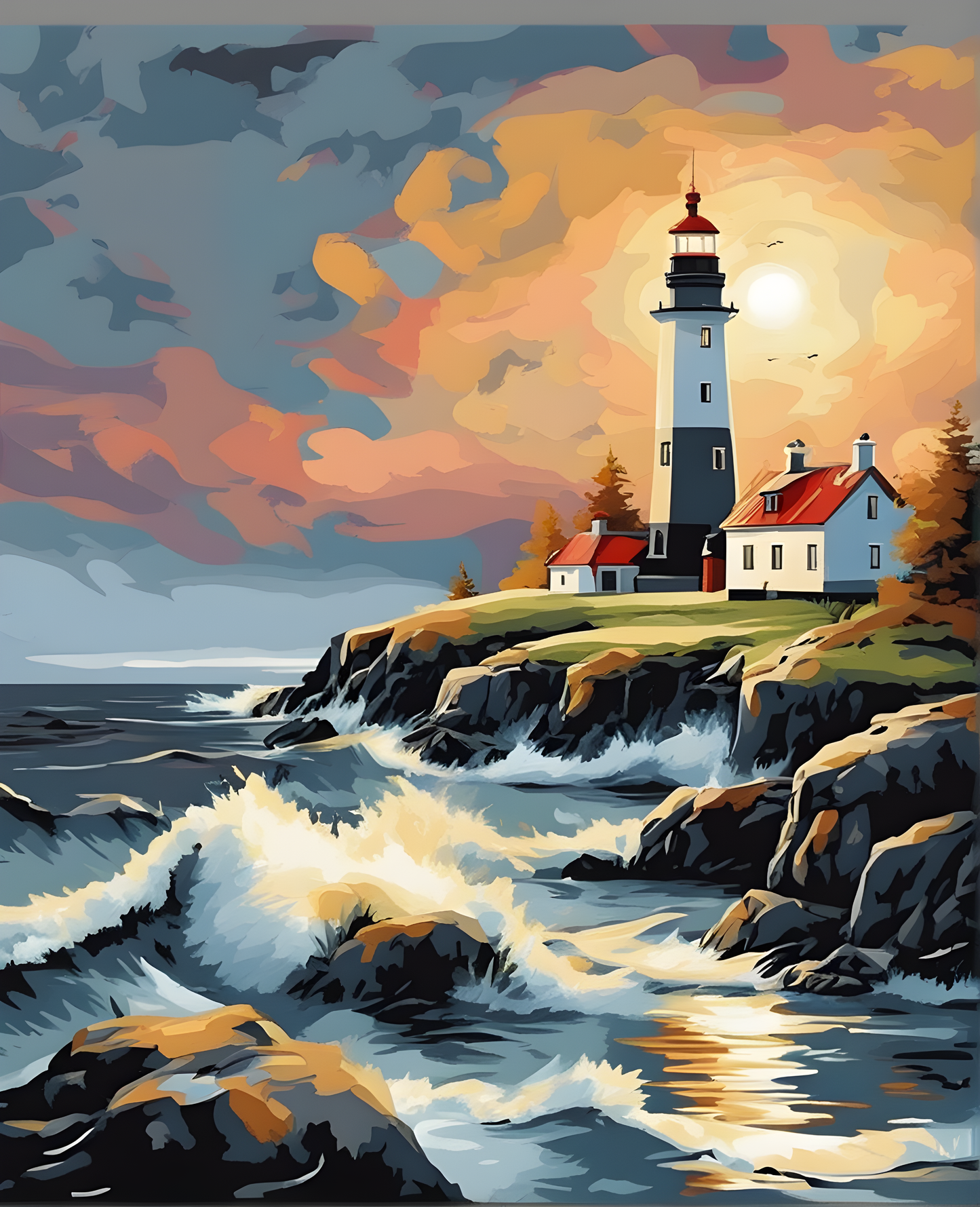 Nordic Lighthouse Landscape (1) - Van-Go Paint-By-Number Kit