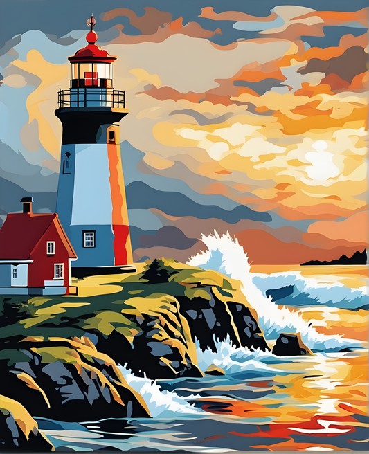 Nordic Lighthouse Landscape (5) - Van-Go Paint-By-Number Kit
