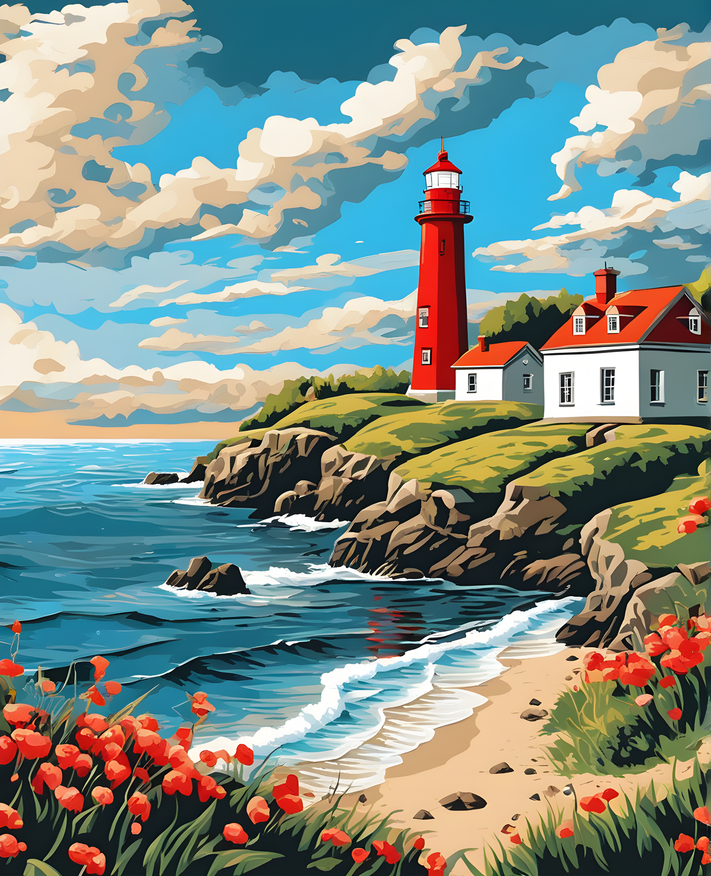 Nordic Lighthouse Landscape (2) - Van-Go Paint-By-Number Kit