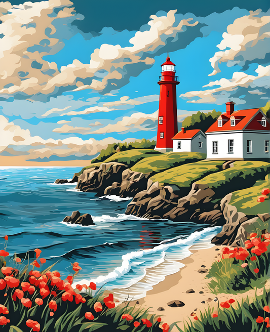 Nordic Lighthouse Landscape (2) - Van-Go Paint-By-Number Kit