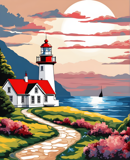 Nordic Lighthouse Landscape (4) - Van-Go Paint-By-Number Kit