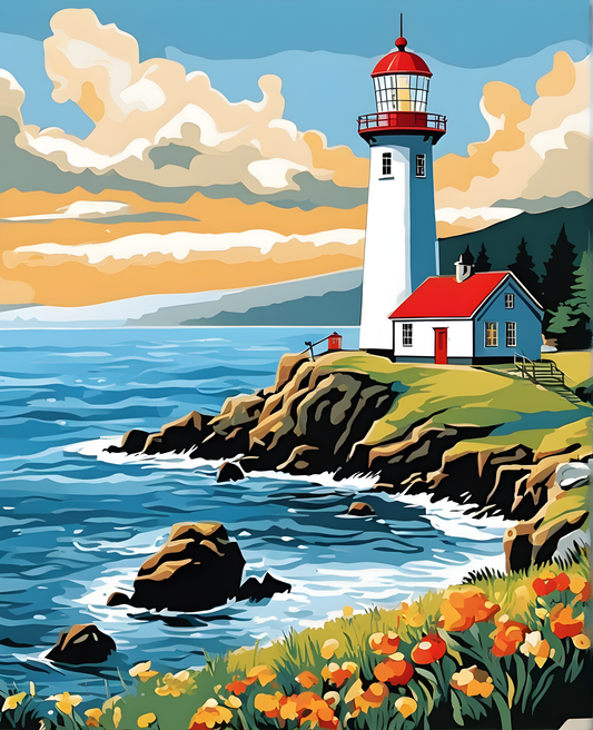 Nordic Lighthouse Landscape (3) - Van-Go Paint-By-Number Kit