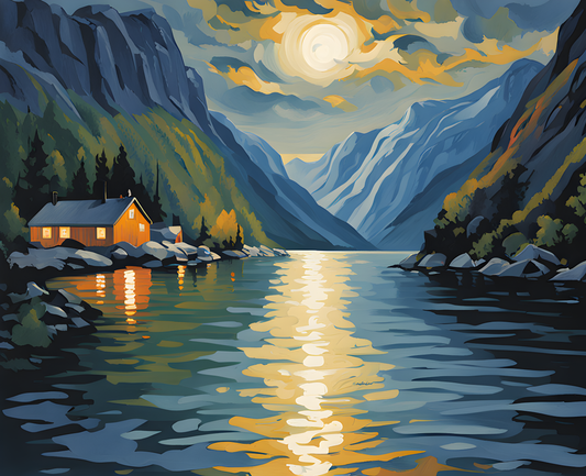 Norwegian Fjord in Moonlight (2) - Van-Go Paint-By-Number Kit
