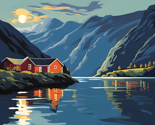 Norwegian Fjord in Moonlight (1) - Van-Go Paint-By-Number Kit