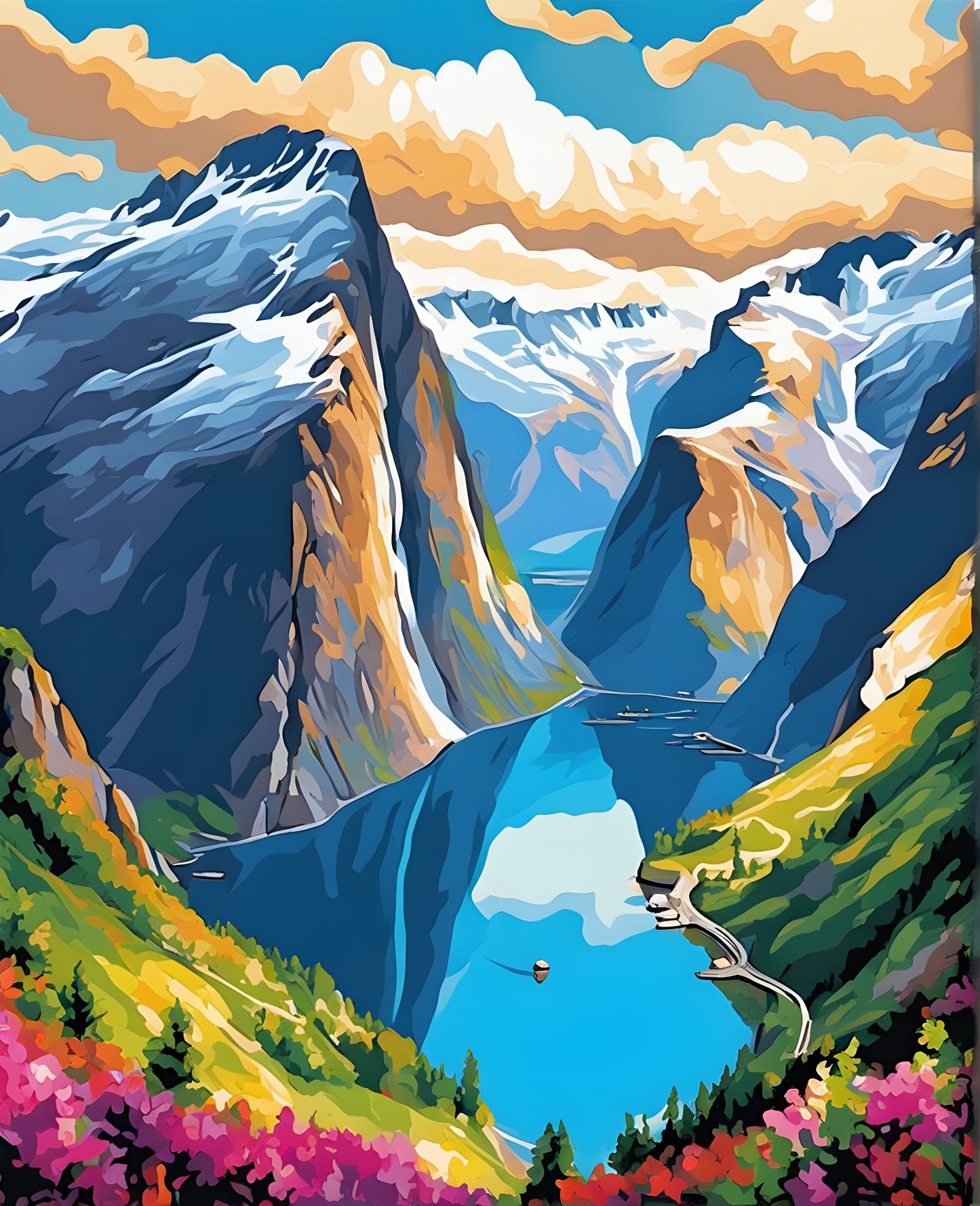 Norwegian Fjords (7) - Van-Go Paint-By-Number Kit