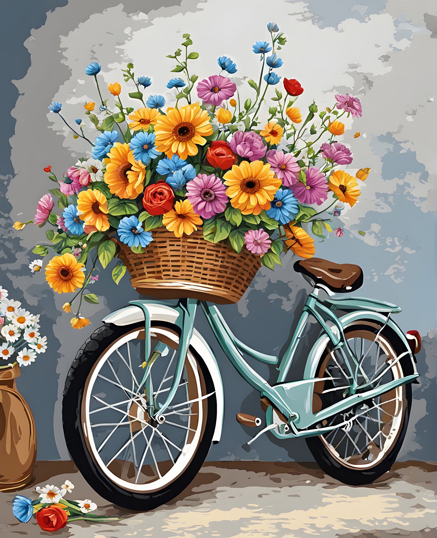 Old Bike with Basket of Flowers (3) - Van-Go Paint-By-Number Kit