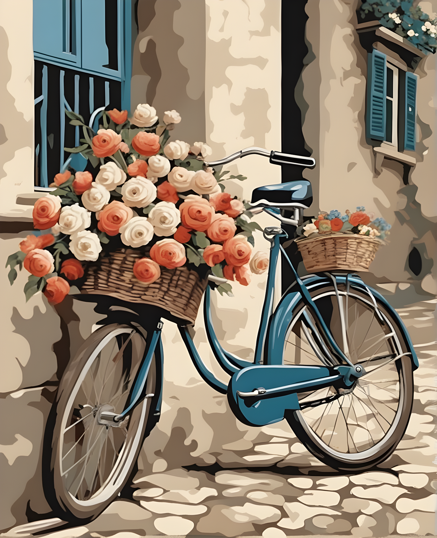 Old Bike with Basket of Flowers (1) - Van-Go Paint-By-Number Kit