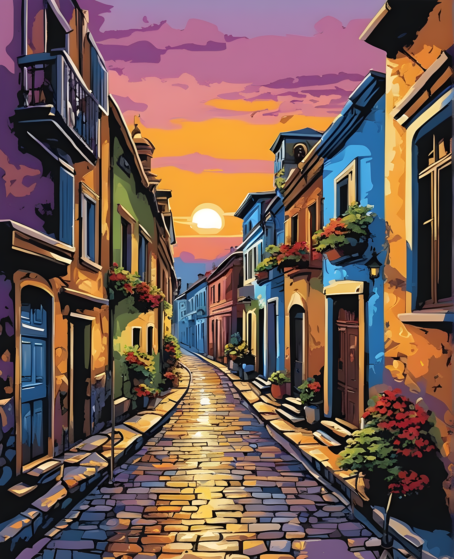 Old City Alley at Twilight (2) - Van-Go Paint-By-Number Kit