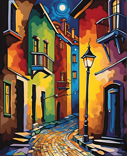 Old City Alley at Twilight (1) - Van-Go Paint-By-Number Kit