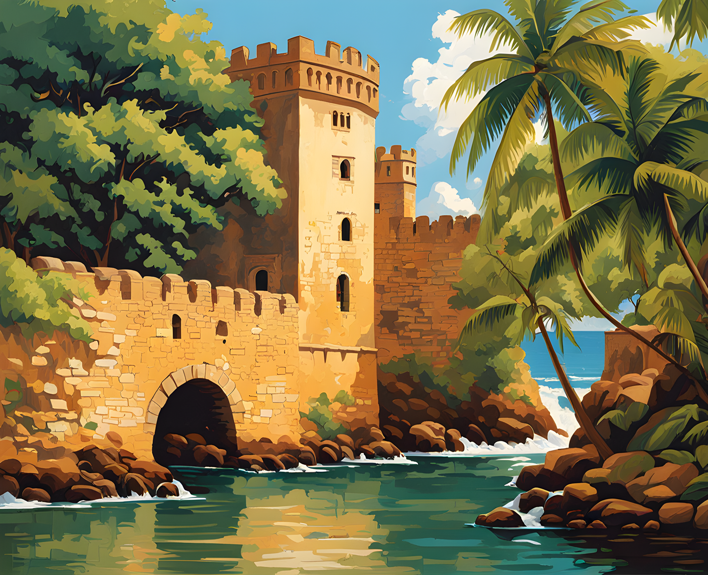 Sri Lanka Collection PD (31) - Old Dutch Fort At Galle -  Van-Go Paint-By-Number Kit