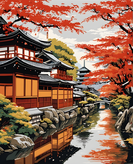 Old Kyoto, Japan (6) - Van-Go Paint-By-Number Kit