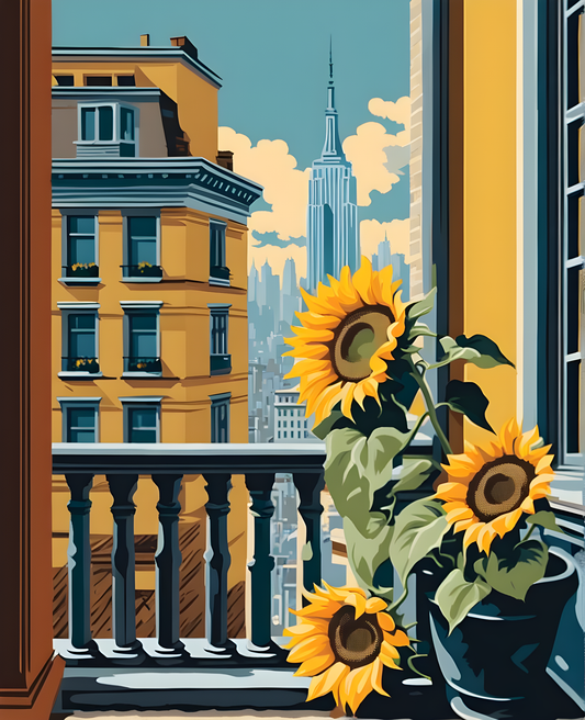 Manhattan Memories - Sunflowers (3) - Van-Go Paint-By-Number Kit