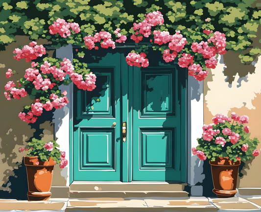 Sunlit Door with Geraniums - Van-Go Paint-By-Number Kit