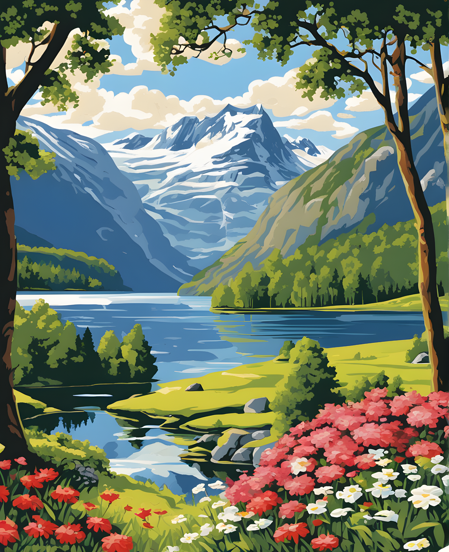 Oppstrynsvatn Lake, Norway (2) - Van-Go Paint-By-Number Kit