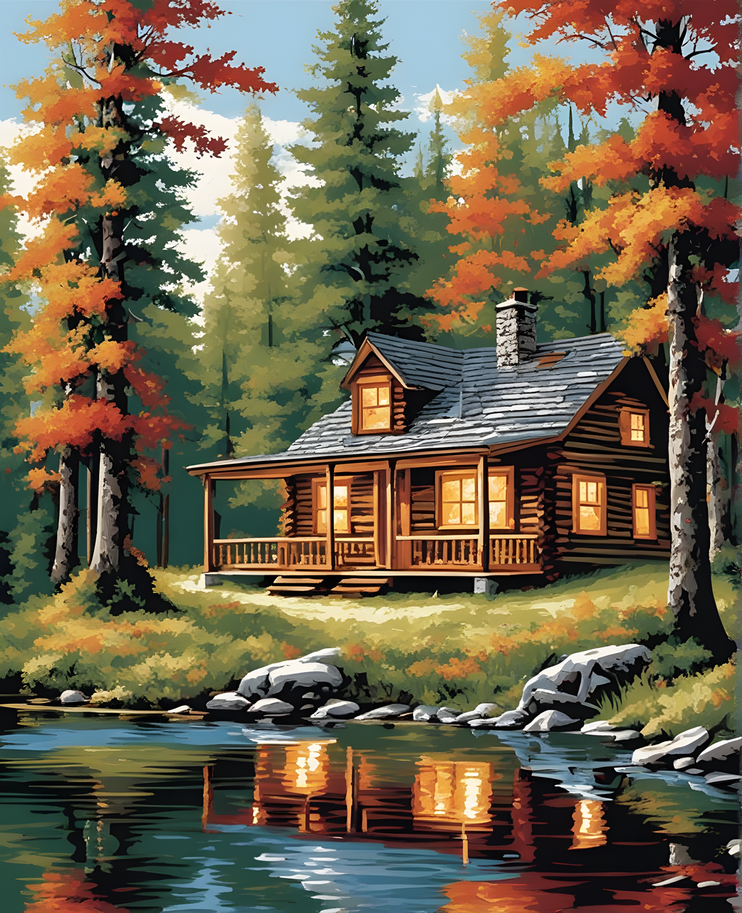 Our Cabin in the Woods (1) - Van-Go Paint-By-Number Kit