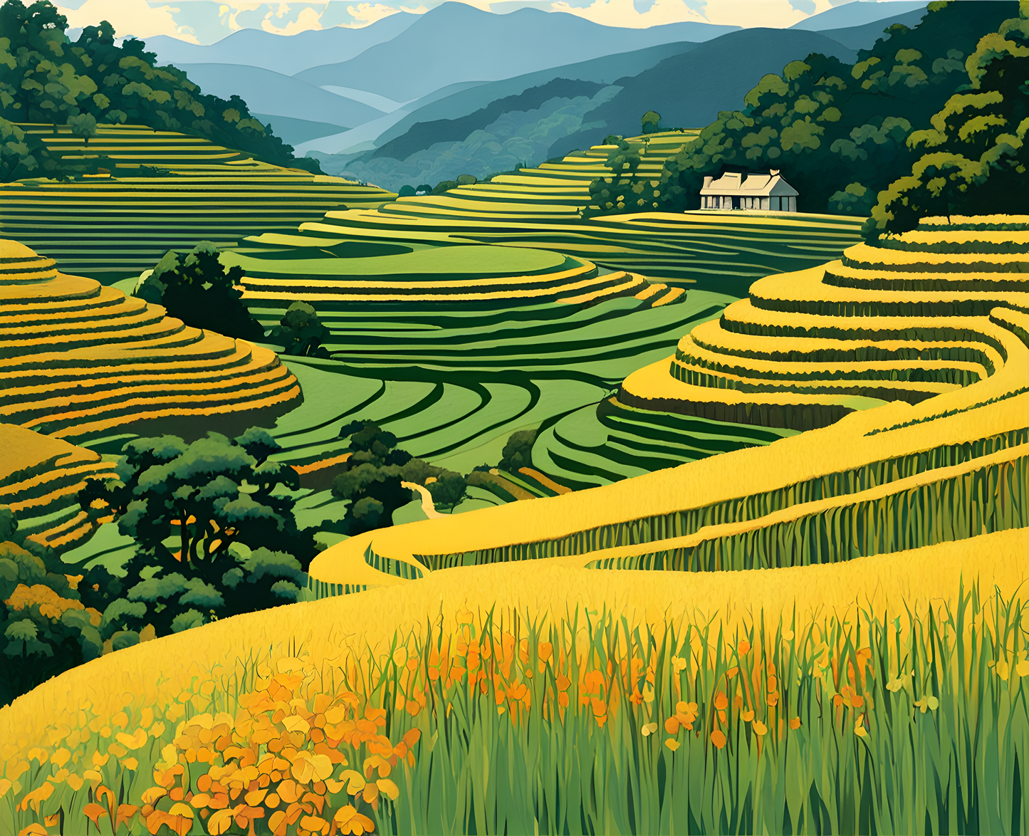 Japan Collection PD (20) - Oyama Rice Terrace, Kamogawa - Van-Go Paint-By-Number Kit