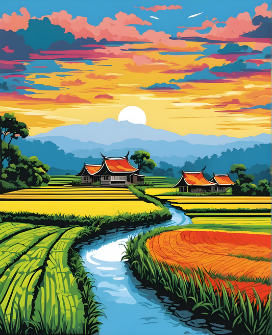 Paddy Field, Thailand (2) - Van-Go Paint-By-Number Kit