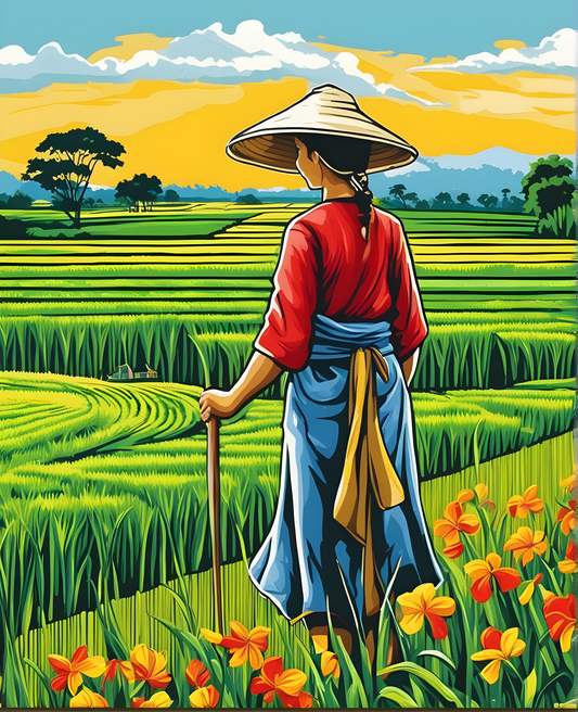 Paddy Field, Thailand (1) - Van-Go Paint-By-Number Kit