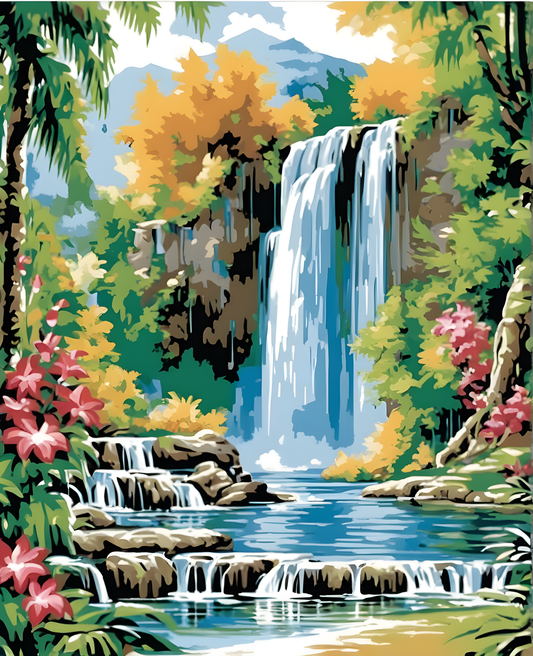 Paradise Summer Waterfall (4) - Van-Go Paint-By-Number Kit