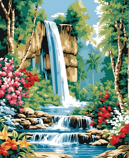Paradise Summer Waterfall (5) - Van-Go Paint-By-Number Kit