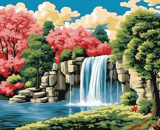 Paradise Summer Waterfall (1) - Van-Go Paint-By-Number Kit