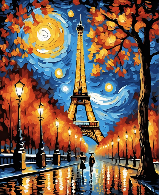 Paris Collection OD (19) - Eiffel Tower at Starry Night - Van-Go Paint-By-Number Kit