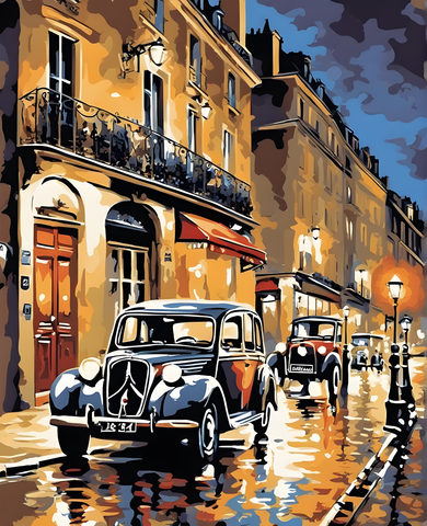 Paris Collection OD (28) - Vintage Night Scene - Van-Go Paint-By-Number Kit