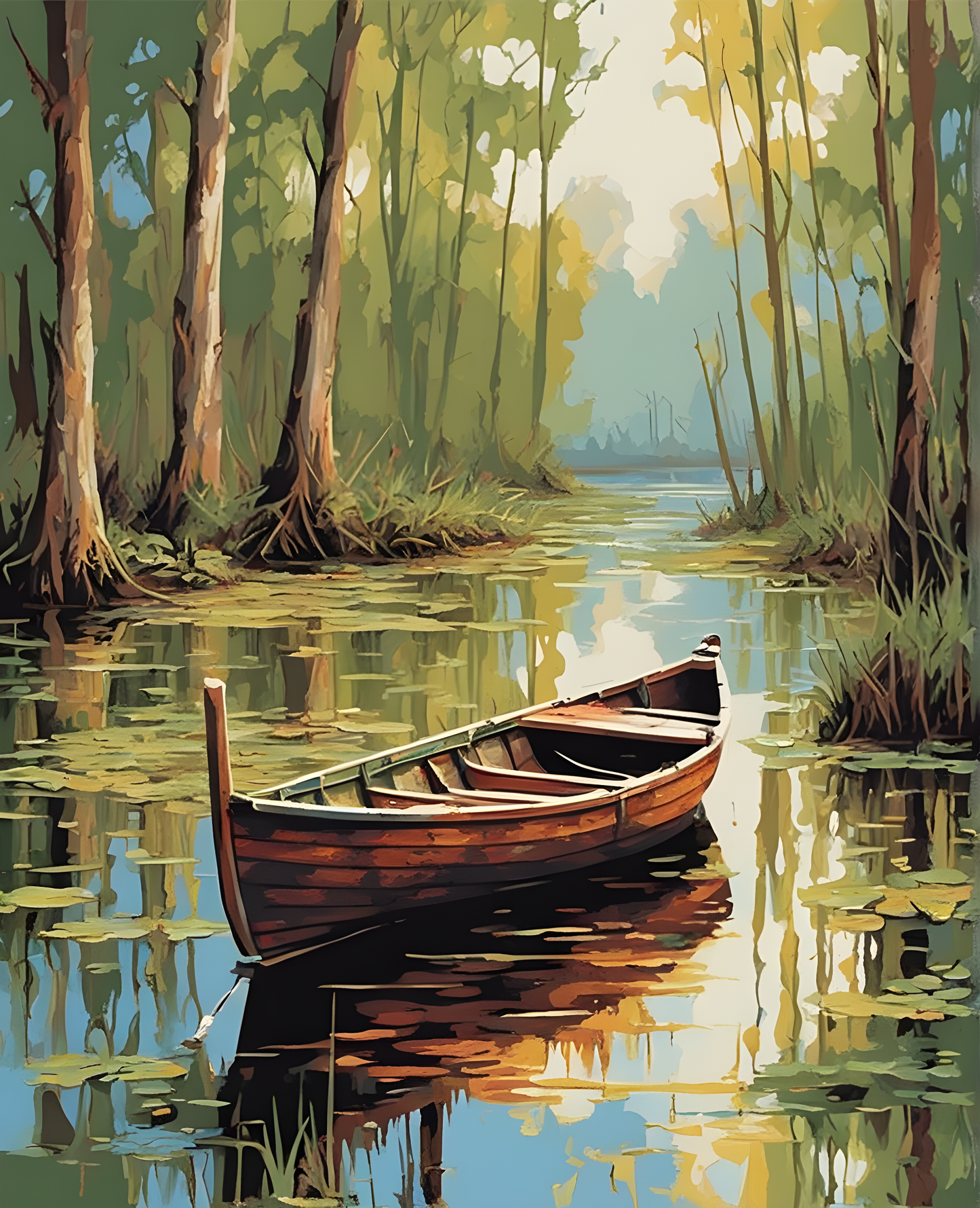 Parking Boat in a Large Swamp (1) - Van-Go Paint-By-Number Kit
