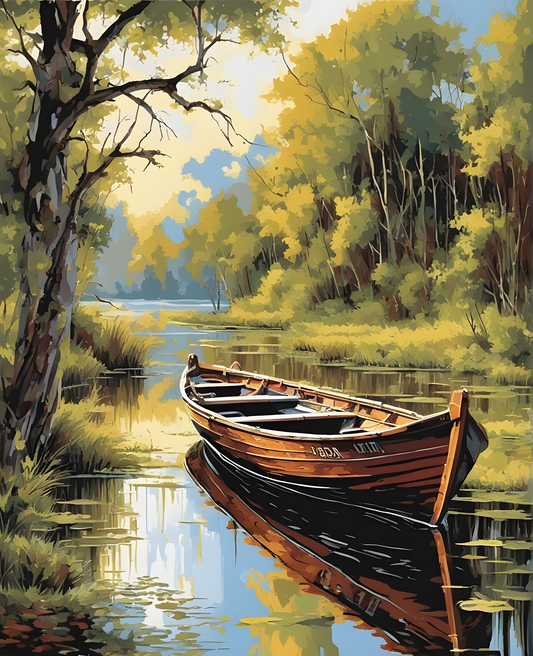 Parking Boat in a Large Swamp (2) - Van-Go Paint-By-Number Kit