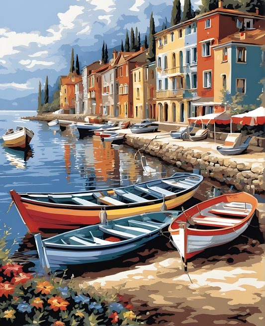 Parking Boats at the Shore (2) - Van-Go Paint-By-Number Kit