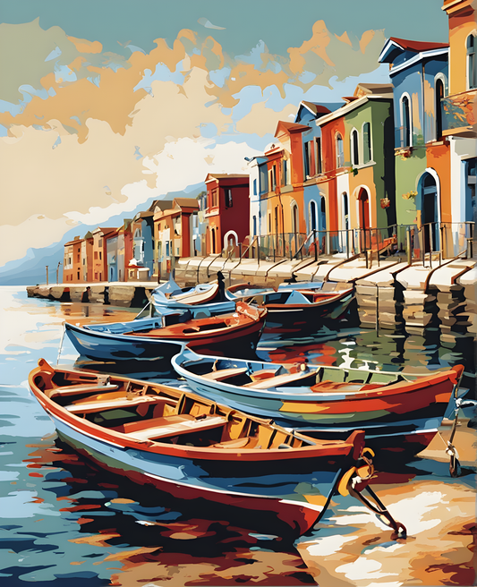 Parking Boats at the Shore (1) - Van-Go Paint-By-Number Kit