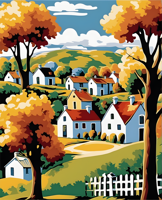 Pastoral Village Houses (1) - Van-Go Paint-By-Number Kit
