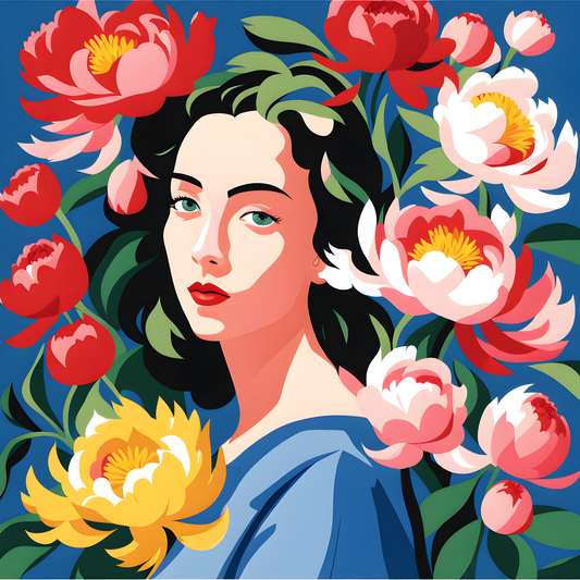 Peony girl (2) - Van-Go Paint-By-Number Kit