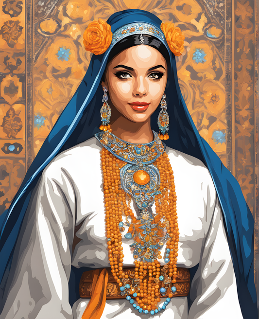 Persian Robe and Large Amber Necklace (3) - Van-Go Paint-By-Number Kit