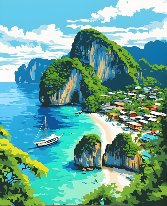 Phi Phi Island, Thailand (4) - Van-Go Paint-By-Number Kit