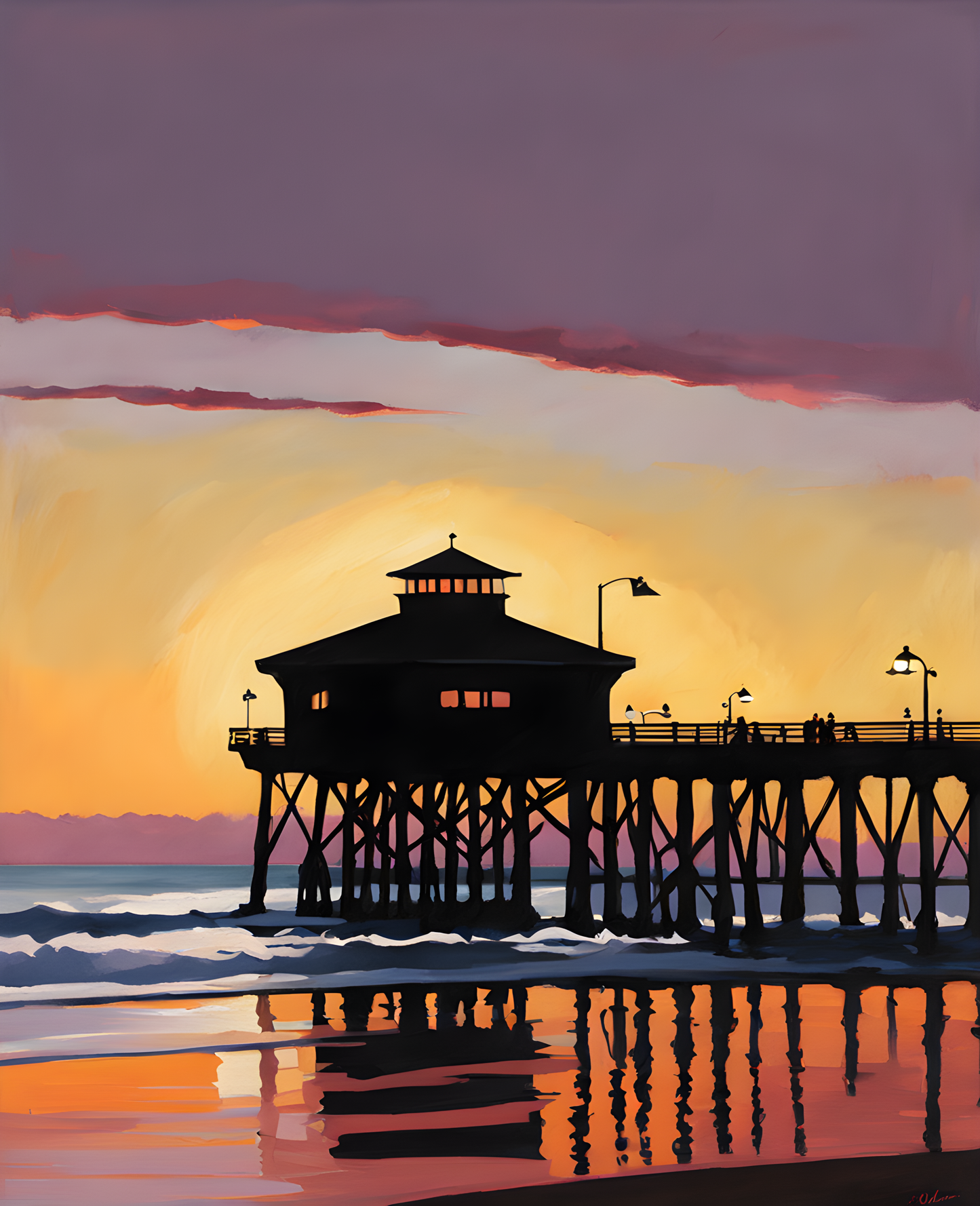 USA Great Places (140) - Pier at Sunset, Santa Monica Pier, CA - Van-Go Paint-By-Number Kit