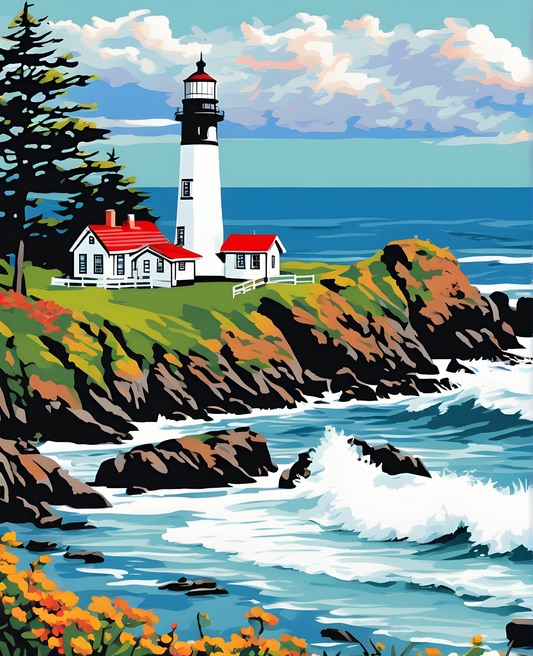 Pigeon Point Lighthouse (4) - Van-Go Paint-By-Number Kit