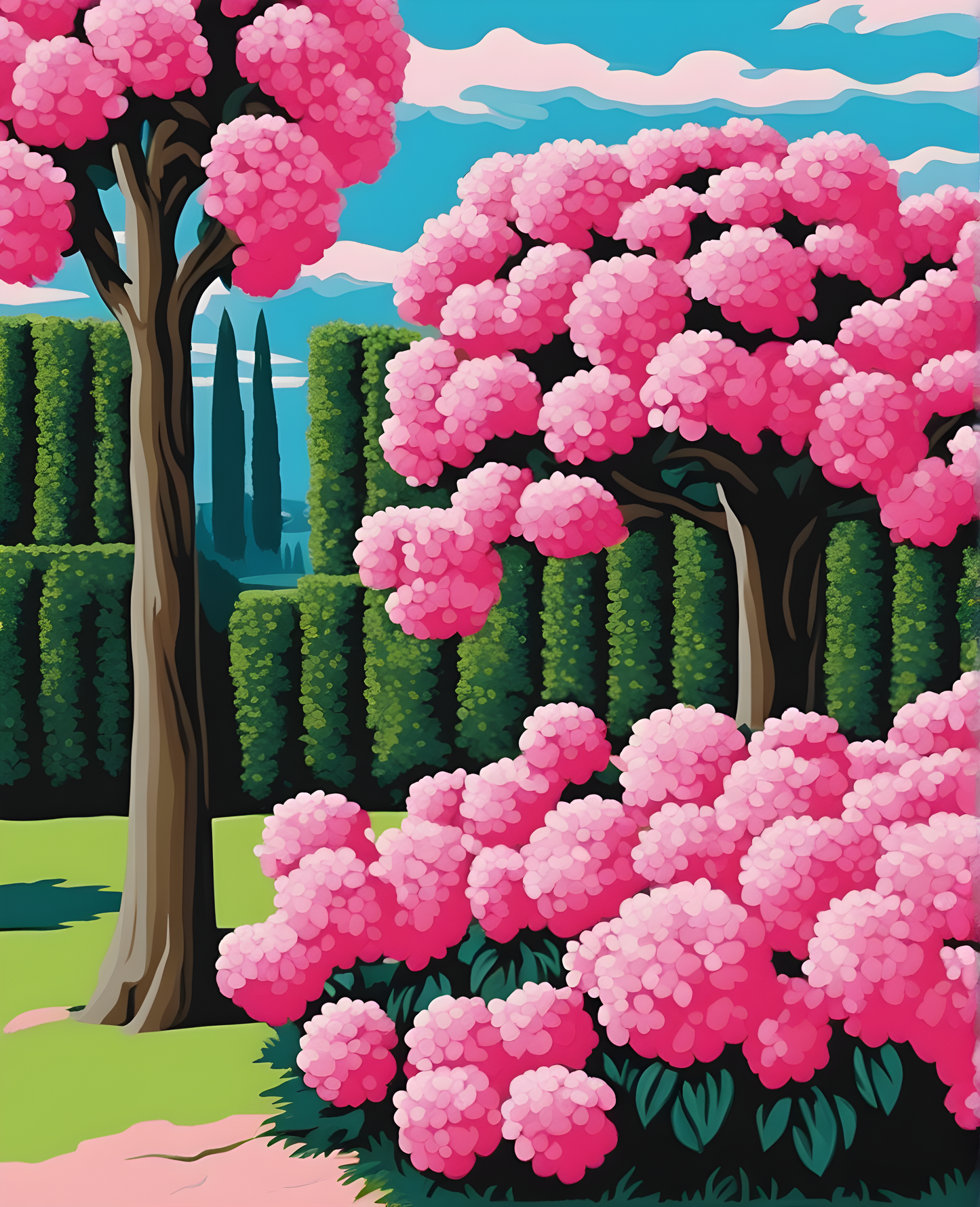 Pink flowerbed (1) - Van-Go Paint-By-Number Kit