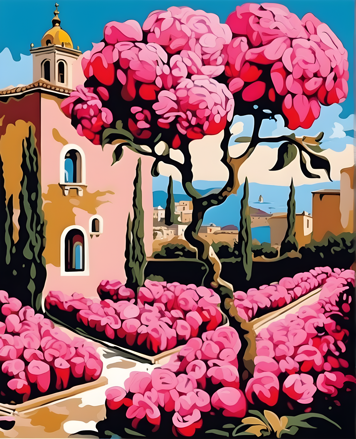 Pink flowerbed (2) - Van-Go Paint-By-Number Kit