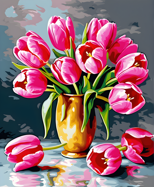 Flowers Collection OD (41) - Pink Tulips - Van-Go Paint-By-Number Kit