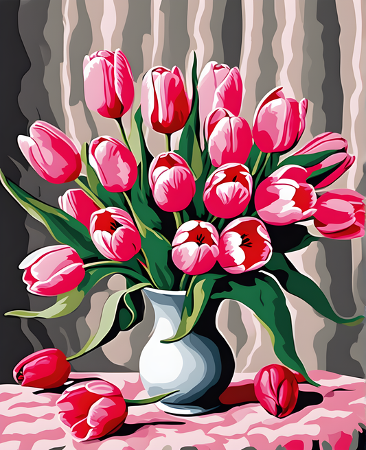Flowers Collection OD (40) - Pink Tulips - Van-Go Paint-By-Number Kit