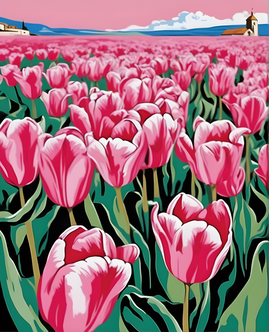 Flowers Collection OD (39) - Pink Tulips - Van-Go Paint-By-Number Kit