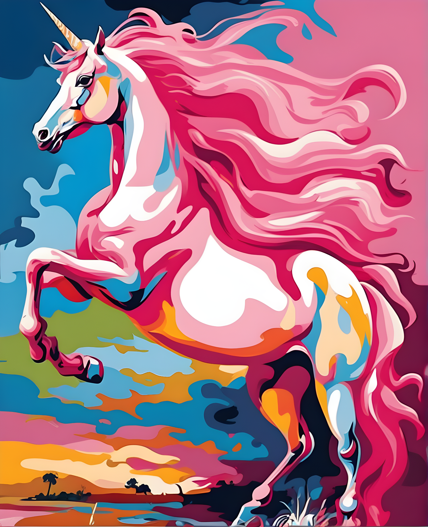 Pinkish Unicorn Horse (3) - Van-Go Paint-By-Number Kit