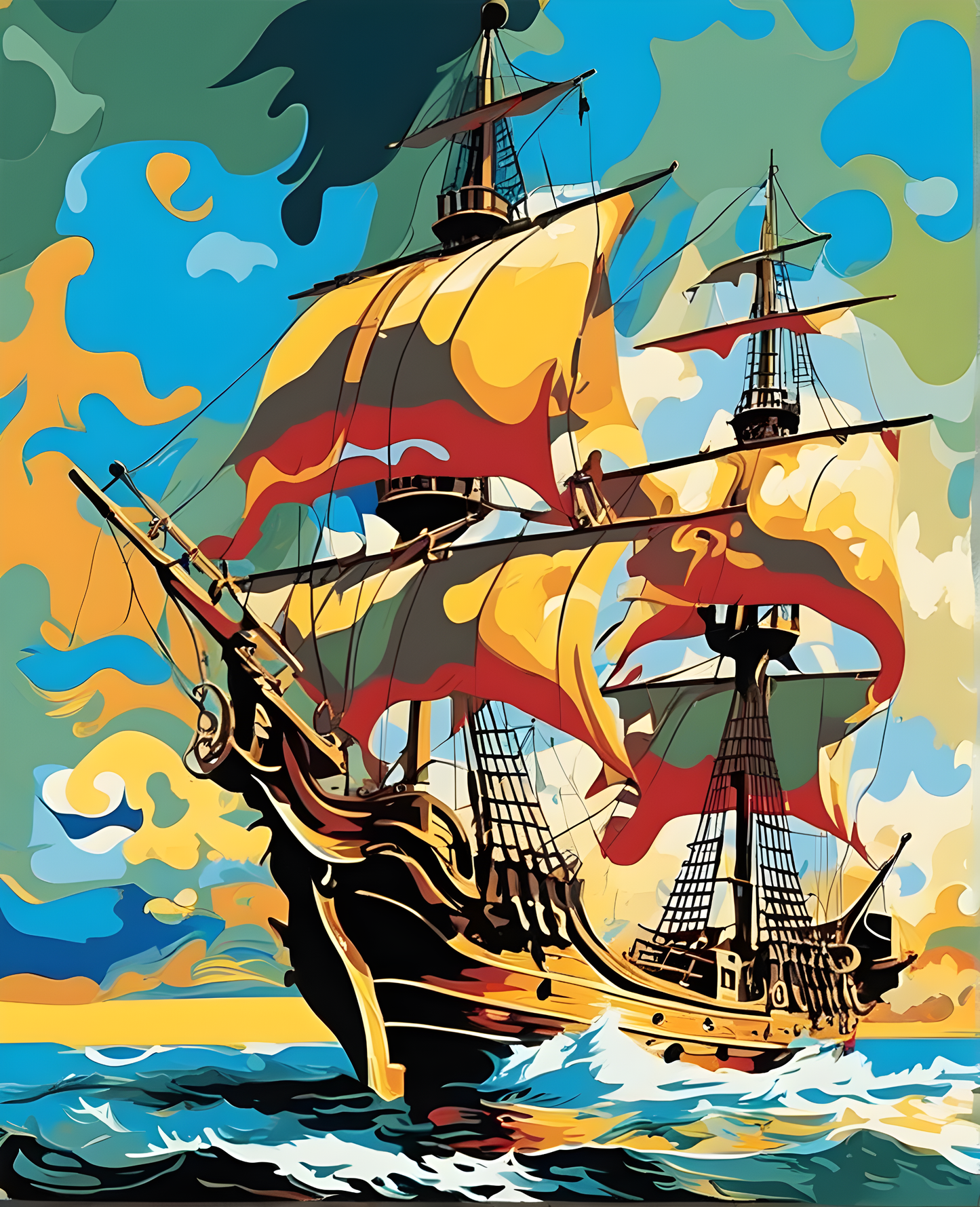 Pirate Ship (1) - Van-Go Paint-By-Number Kit