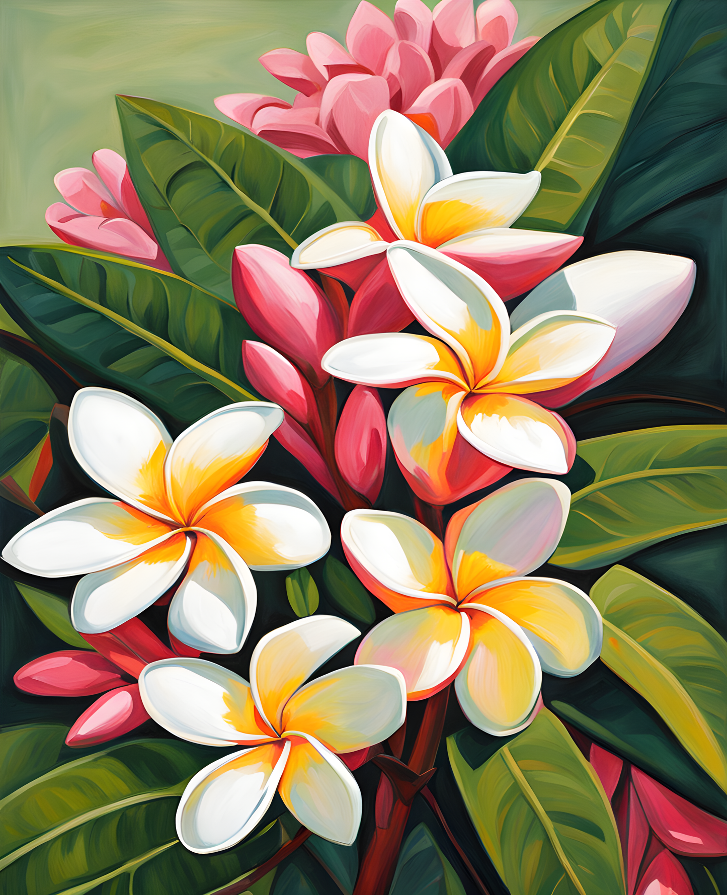 Exotic Flowers Collection (58) - Plumeria Flowers - Van-Go Paint-By-Number Kit