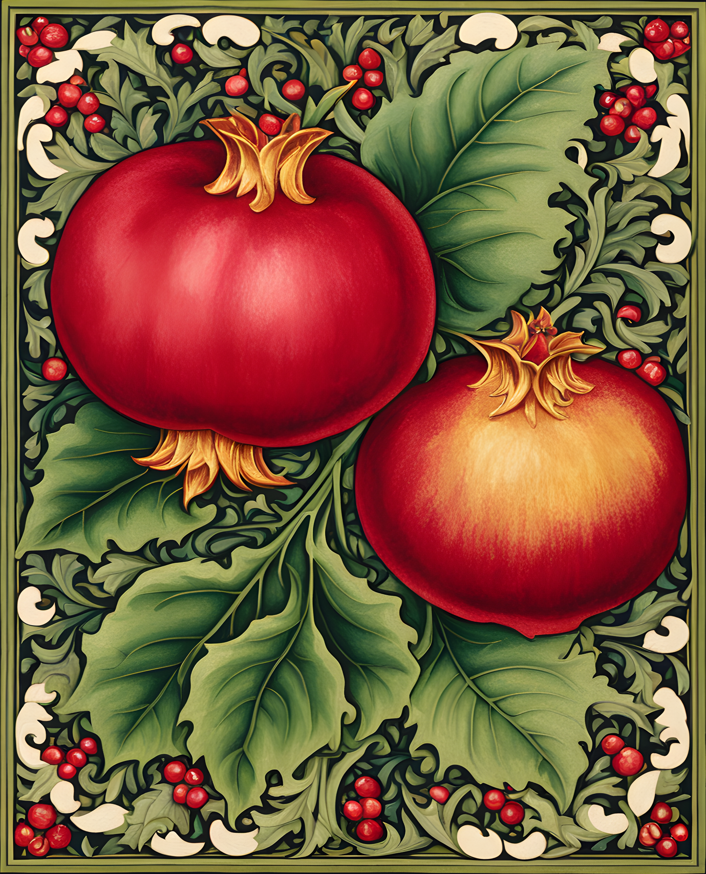 William Morris Style Collection PD (139) - Pomegranate Fabric Pattern - Van-Go Paint-By-Number Kit