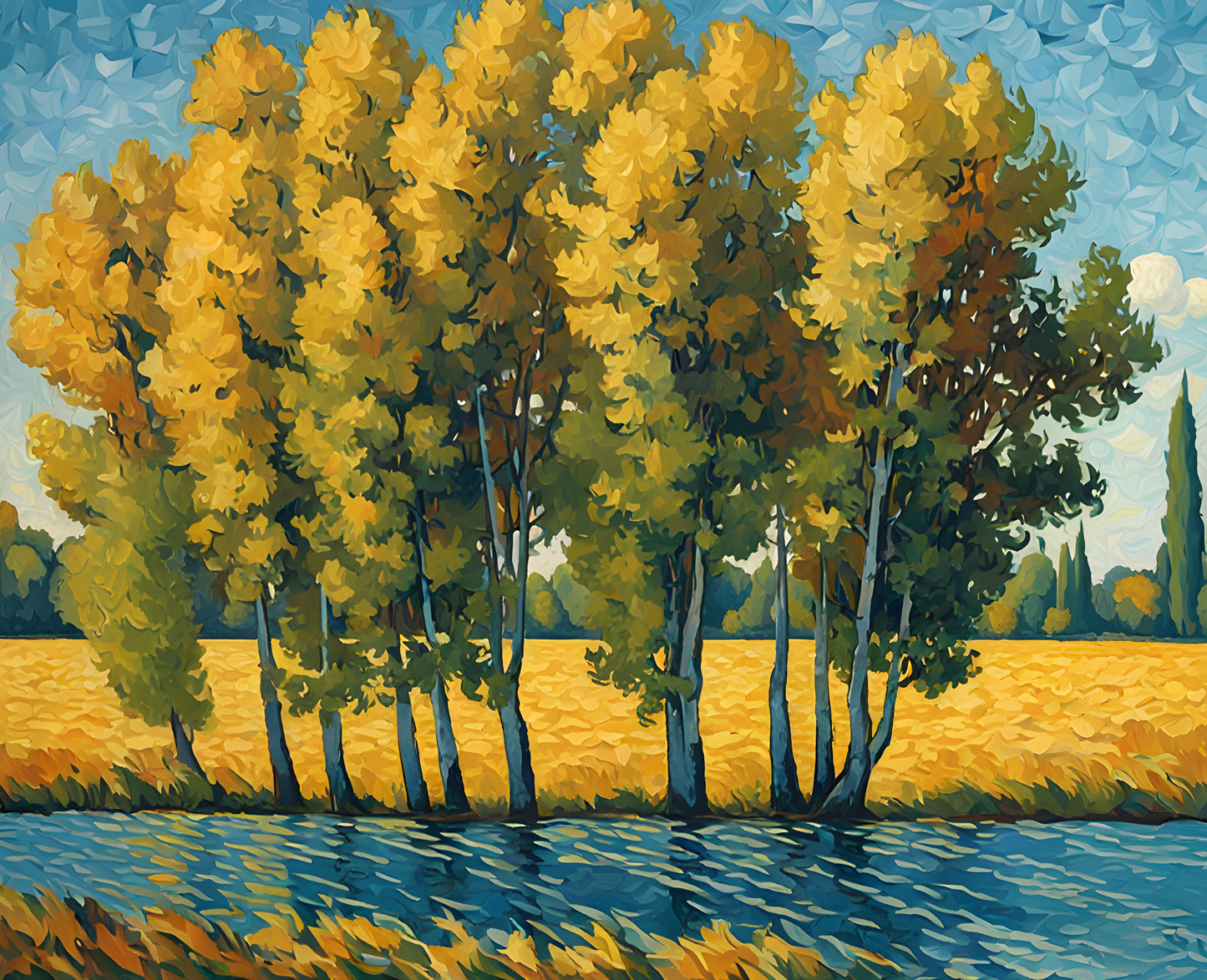 Poplars on Epte PD (2) - Van-Go Paint-By-Number Kit