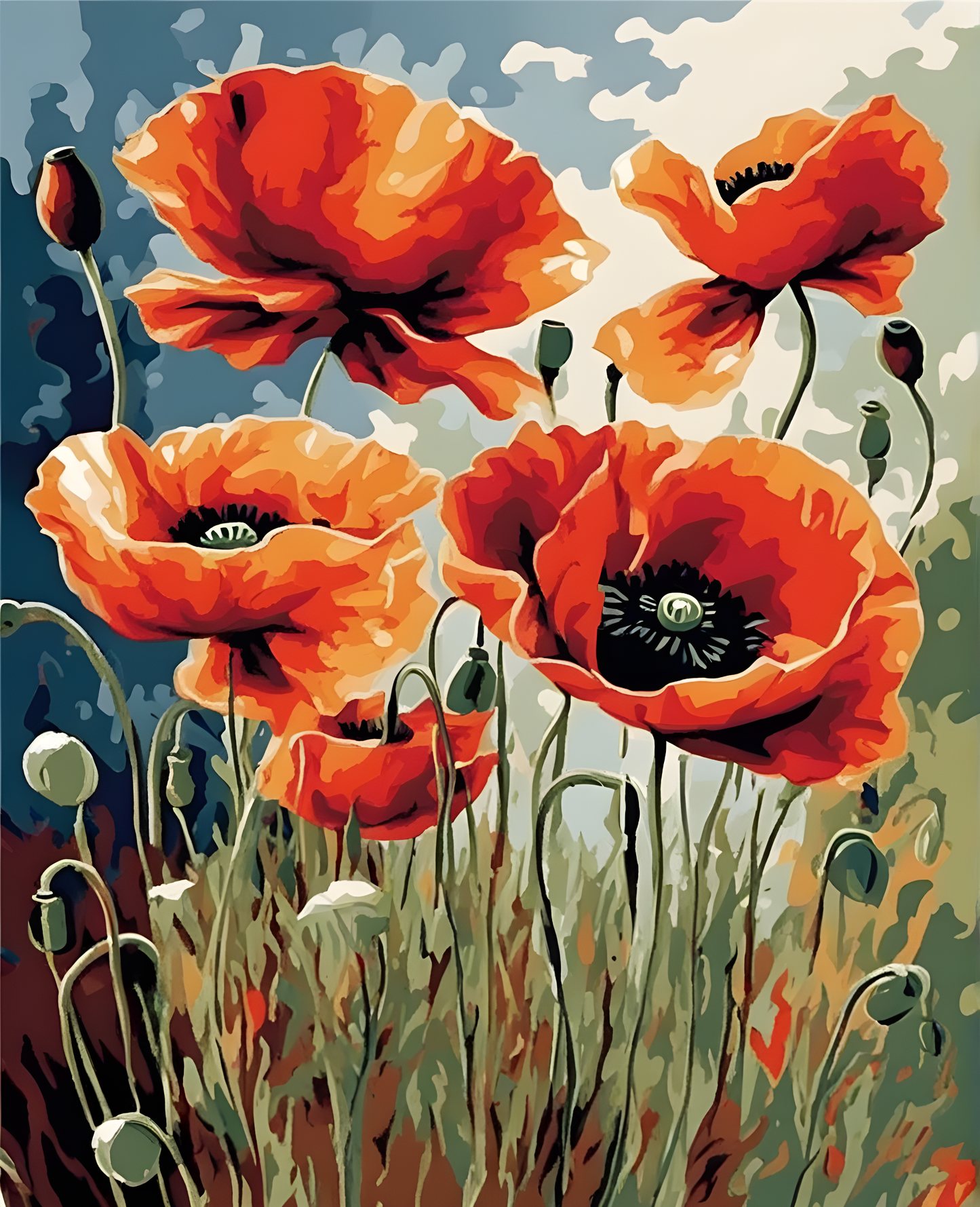 Poppies (4) - Van-Go Paint-By-Number Kit